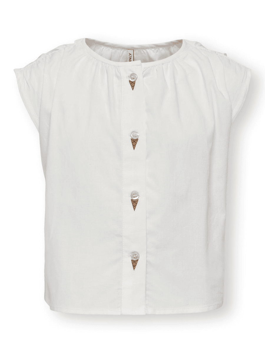 Only Kids Lina Bluse Loose Fit Cloud Dancer Icecream/Tickled Pink