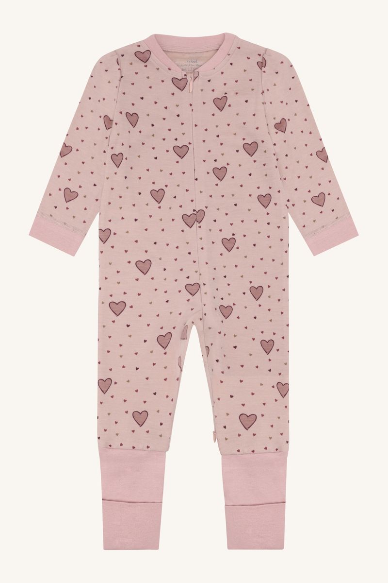 Hust and Claire Manu Hearts Puff Pysj Ull/Bambus Dusty Rose