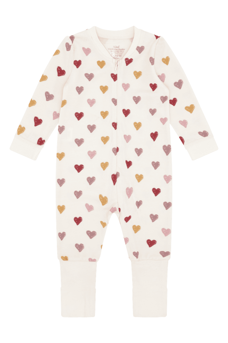 Hust and Claire Manu Hearts Puff Pysjamas Ull Bambus Off White