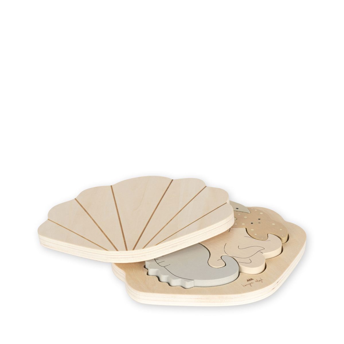 Konges Sløjd Sea Animals Wood Clam Puzzle Multi