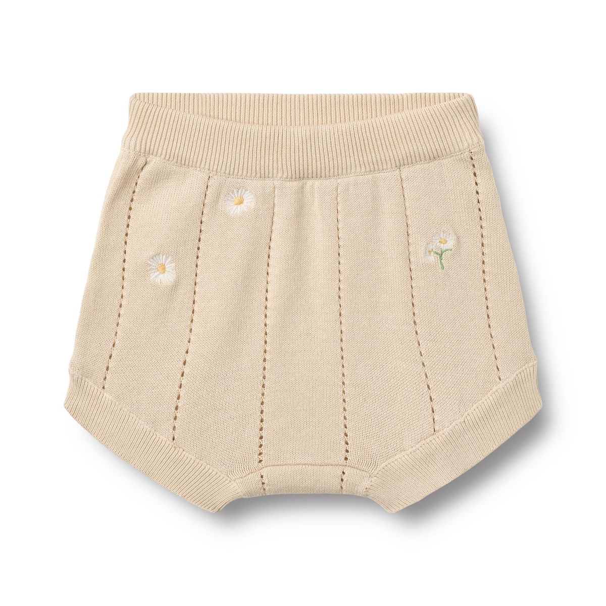 Wheat Strikket Shorts Dua  Sandshell White Flowers